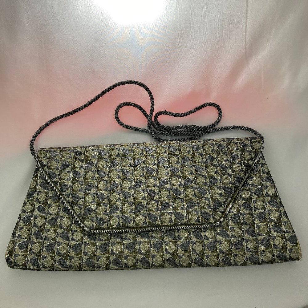 Vintage Whiting and Davis Mini Snap Bag Clutch Purse Metallic With Strap